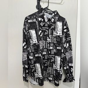 SHEIN EZwear Long Sleeve Oversized Button Up Shirt